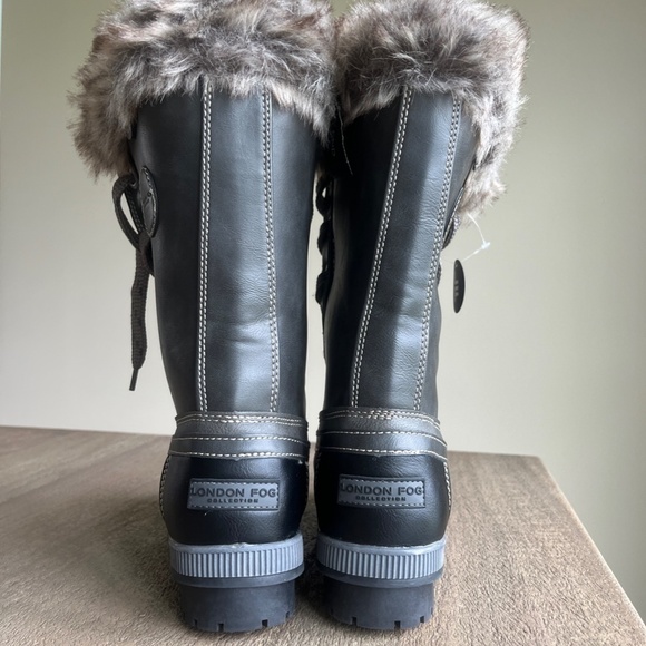 KIDS London Fog Melton Boots, Size 7, Black and Gray - Picture 9 of 13